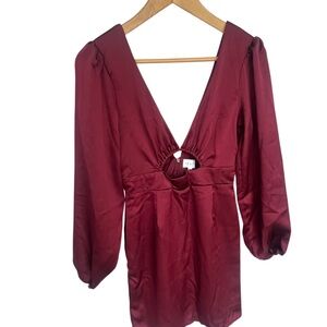 Le Lis Burgundy Long Sleeve Dress XS